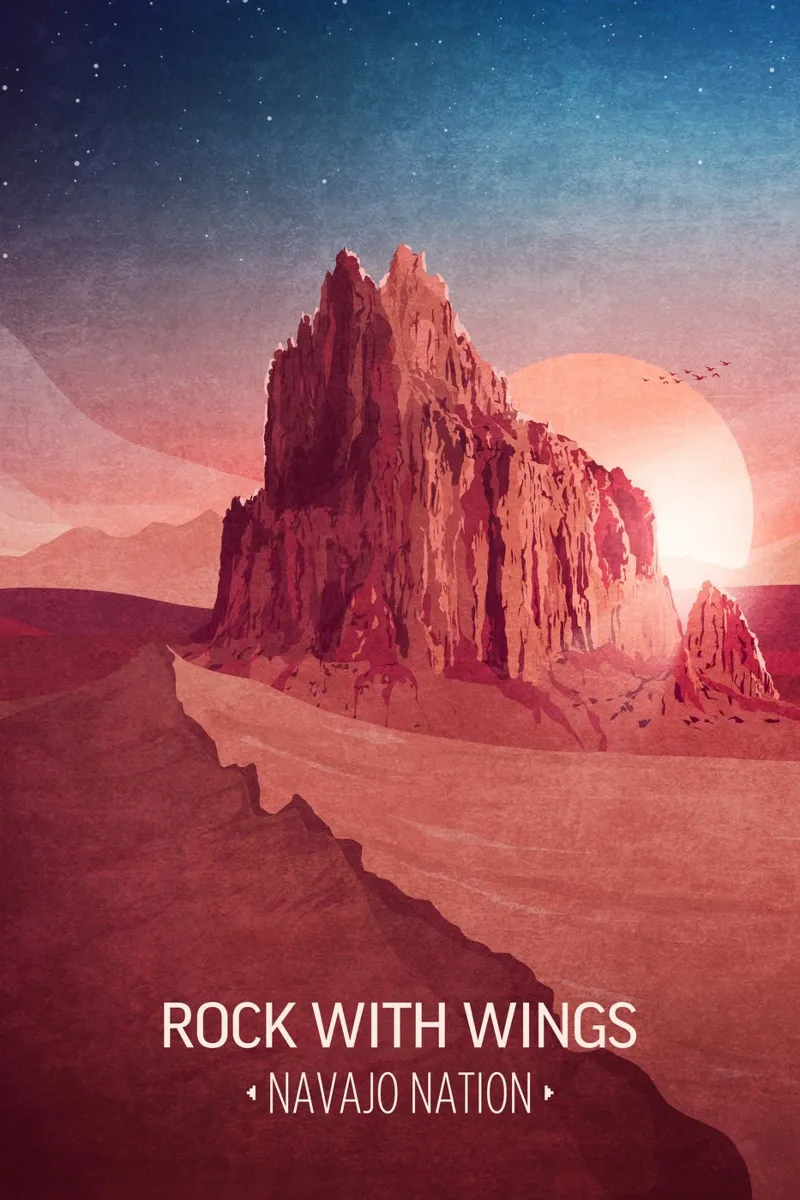 Emel Tunaboylu - Nazione Navajo - Rock with Wings USA poster con telaio in alluminio da The Artcircle