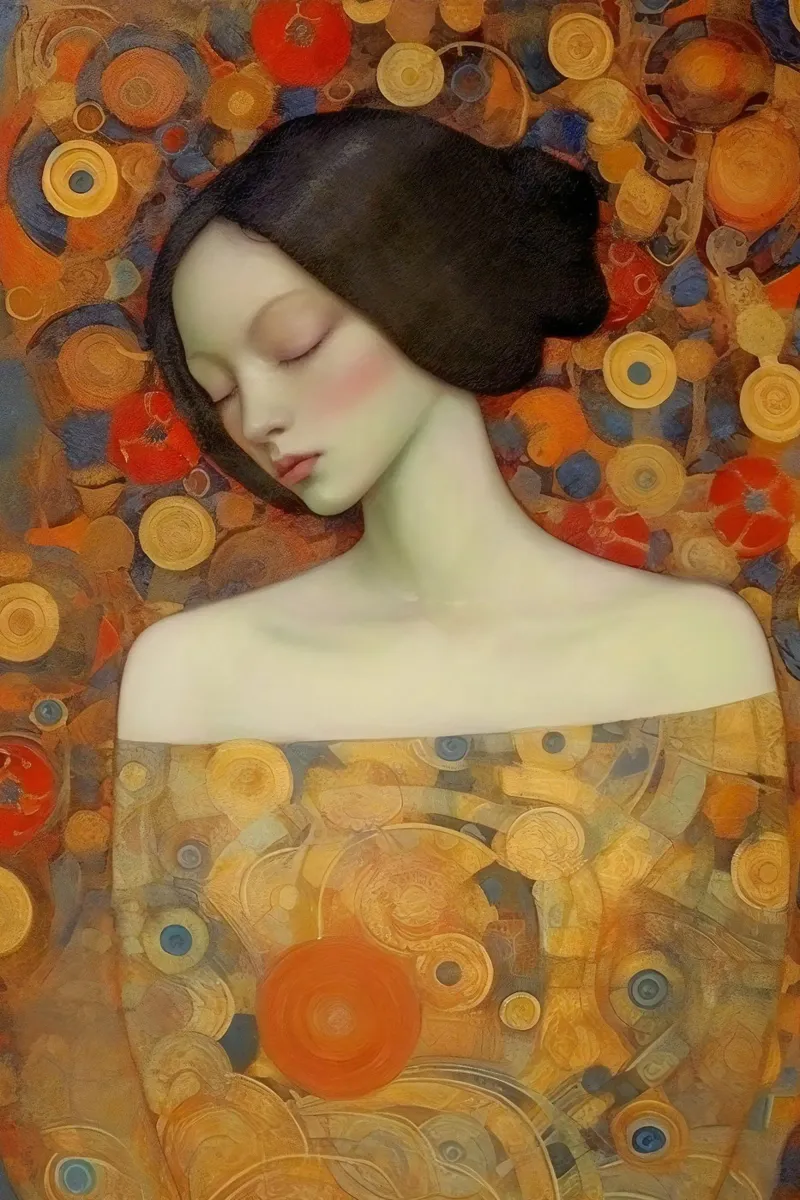 Emel Tunaboylu - Bella addormentata con texture dorata pellicola backlit da The Artcircle