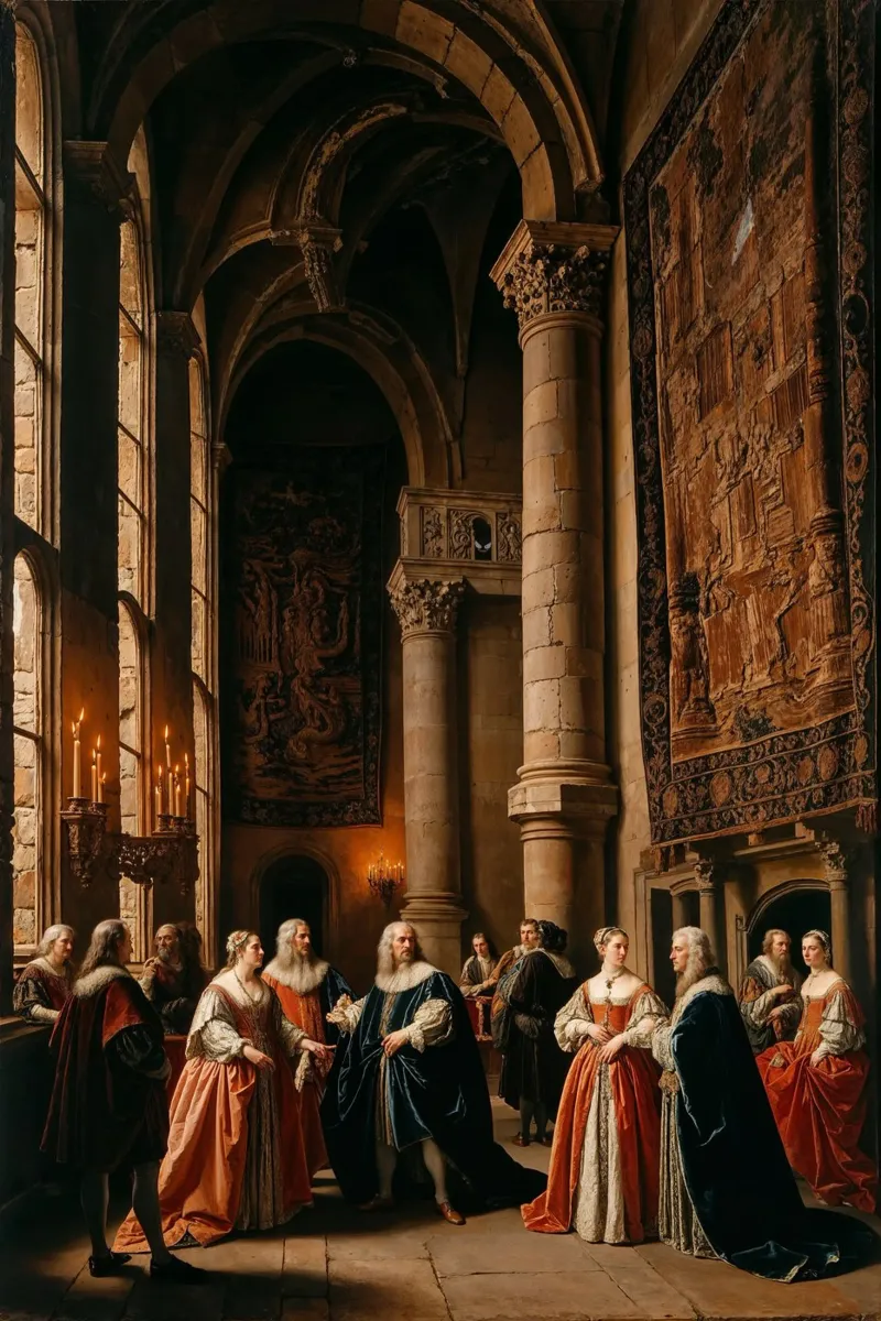 Enigmatic Gathering: A Haunting in the Renaissance Hall alluminio dibond da Renaissance Rebel