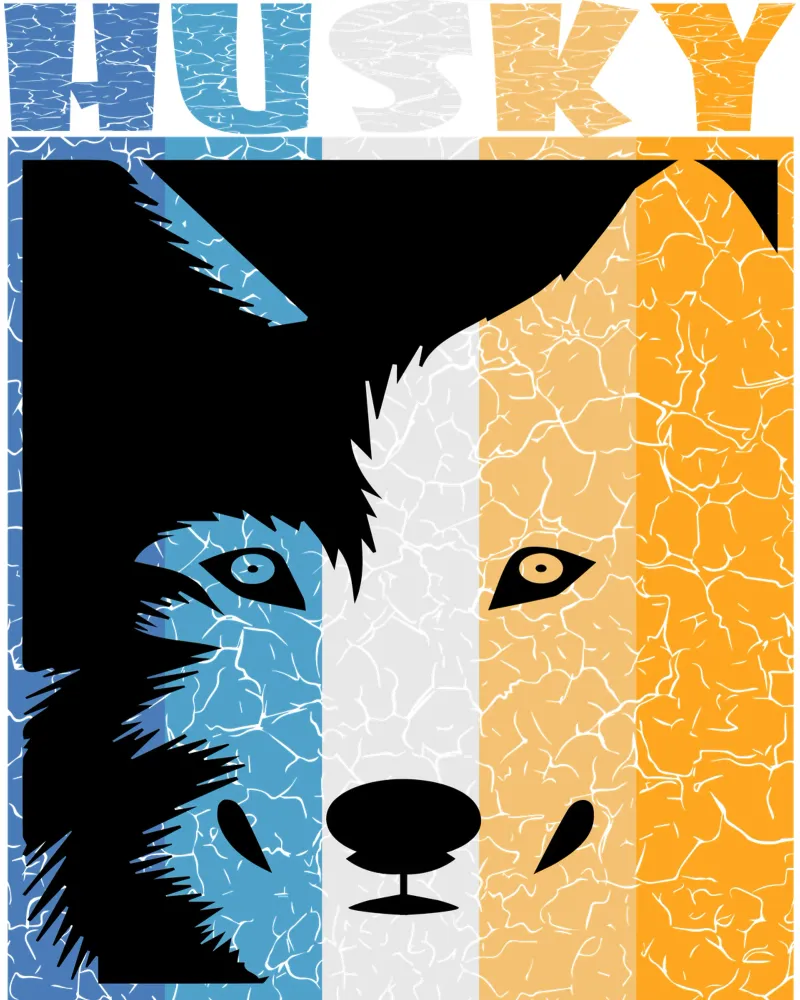Husky Hund Retro Design für Hundeliebhaber Poster mit Aluminium Rahmen von ririedis