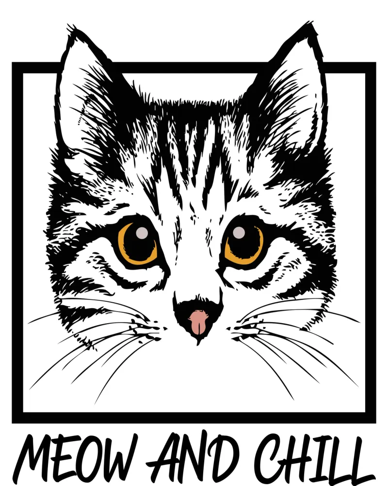Regalo per amanti dei gatti Meow and Chill poster con telaio in plastica da ririedis