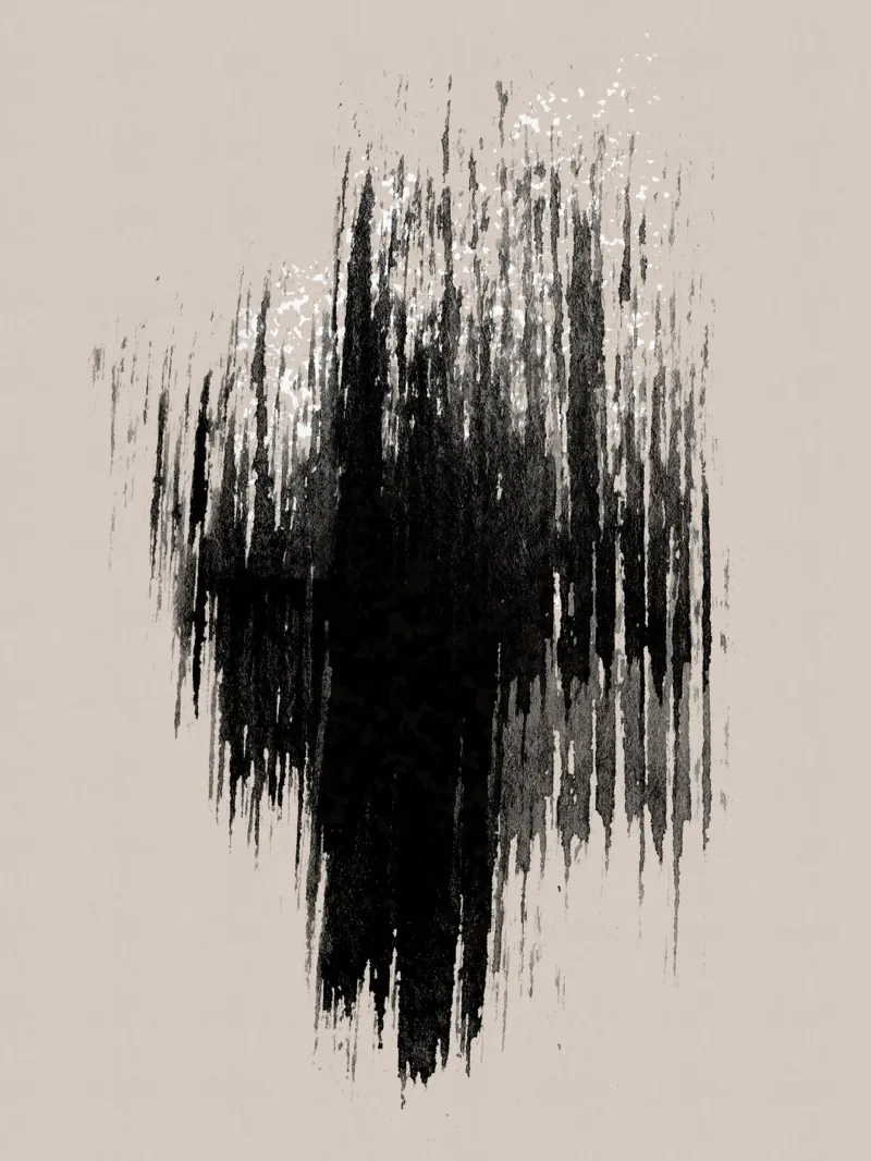 Strokes 9 | Minimal Black & White Abstract on Tan carta hahnemühle da sabidussi