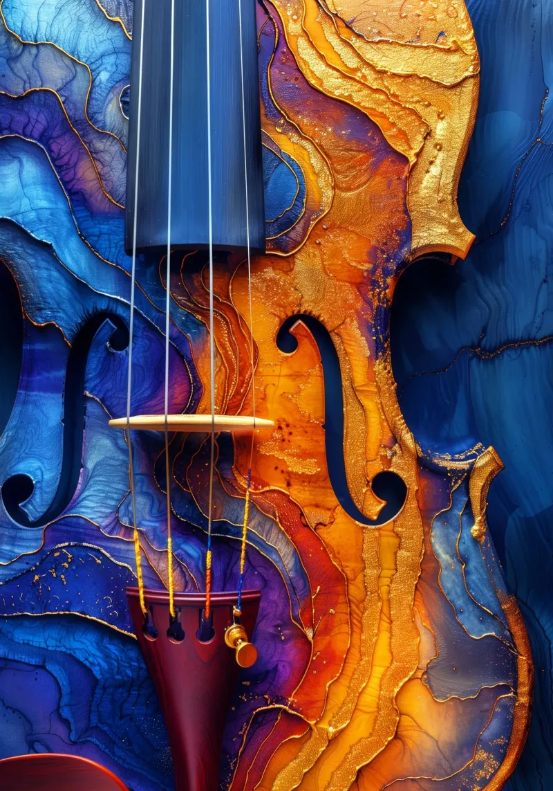 Viool muziek kunst acryl van Justyna Jaszke JBJart