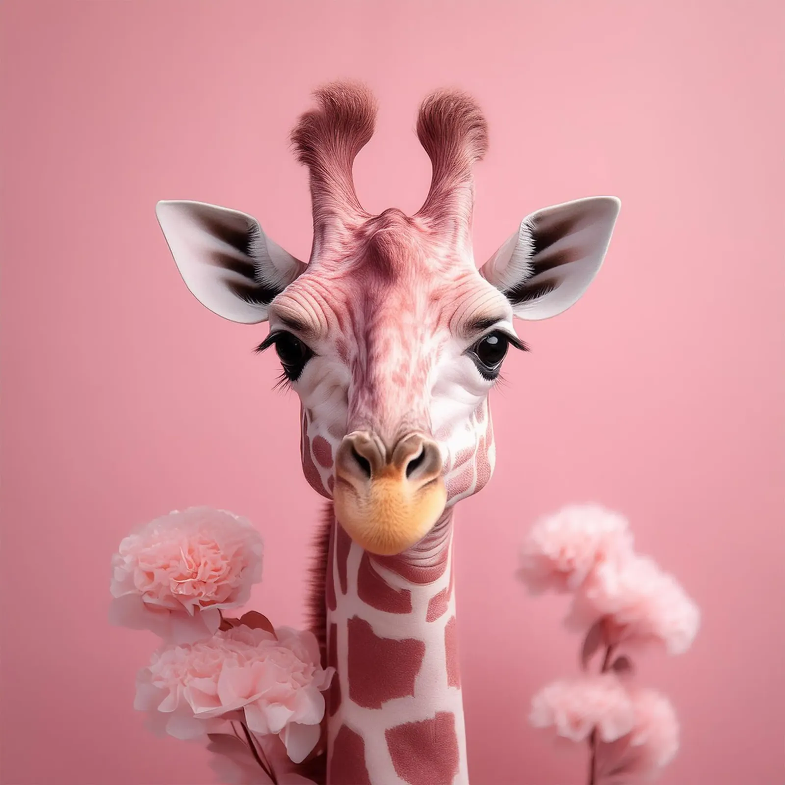 Incantevole Giraffa rosa con fiori | Unico e stravagante pellicola backlit da FlexiDesignsByK