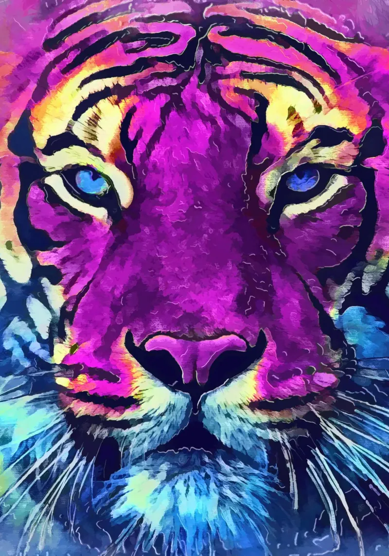 Art animalier du tigre violet film rétro-éclairé de Justyna Jaszke JBJart