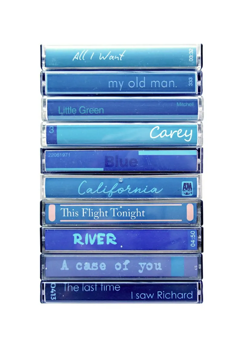 Joni Mitchell - Stampa cassetta blu poster con telaio in alluminio da MrMustardPrints