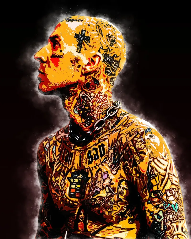 L'uomo con i tatuaggi pellicola backlit da neonartroom