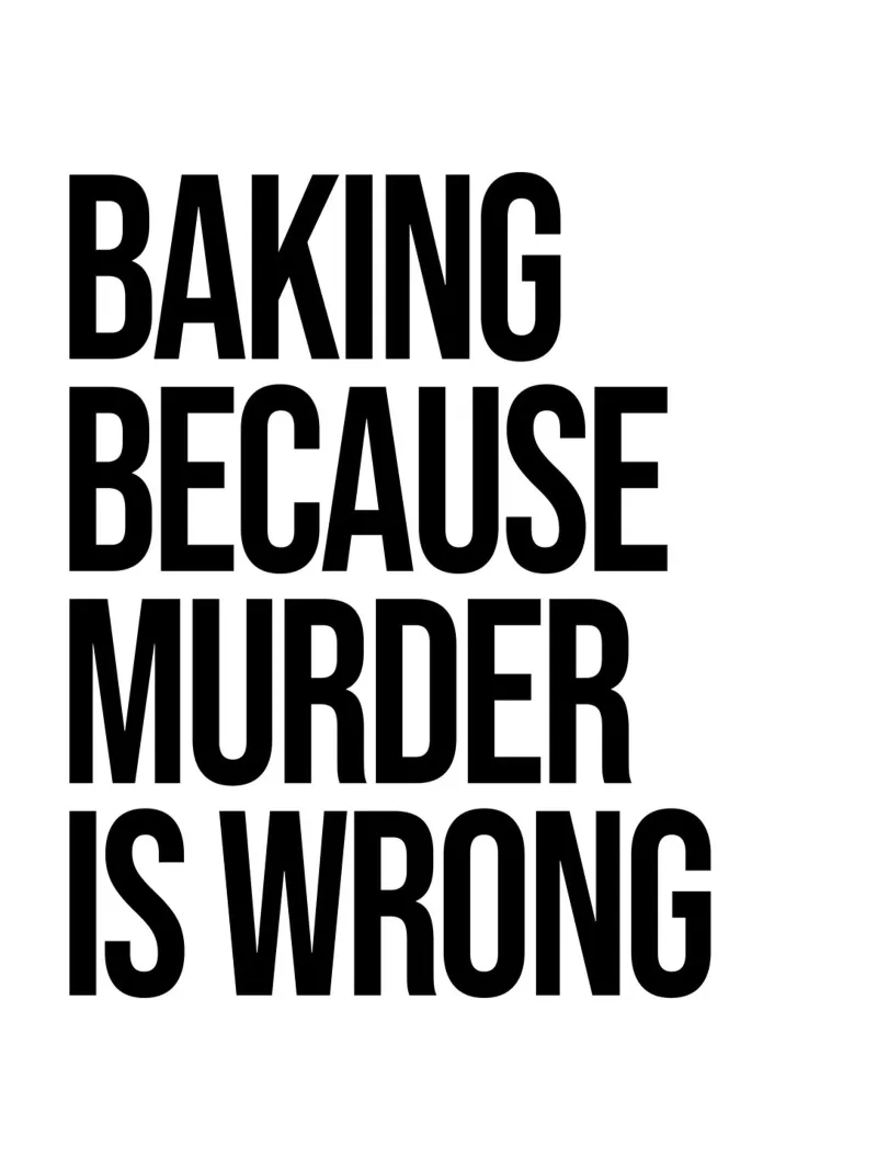 Baking Because murder is wrong quote acrylic glass by Paigaam Studio