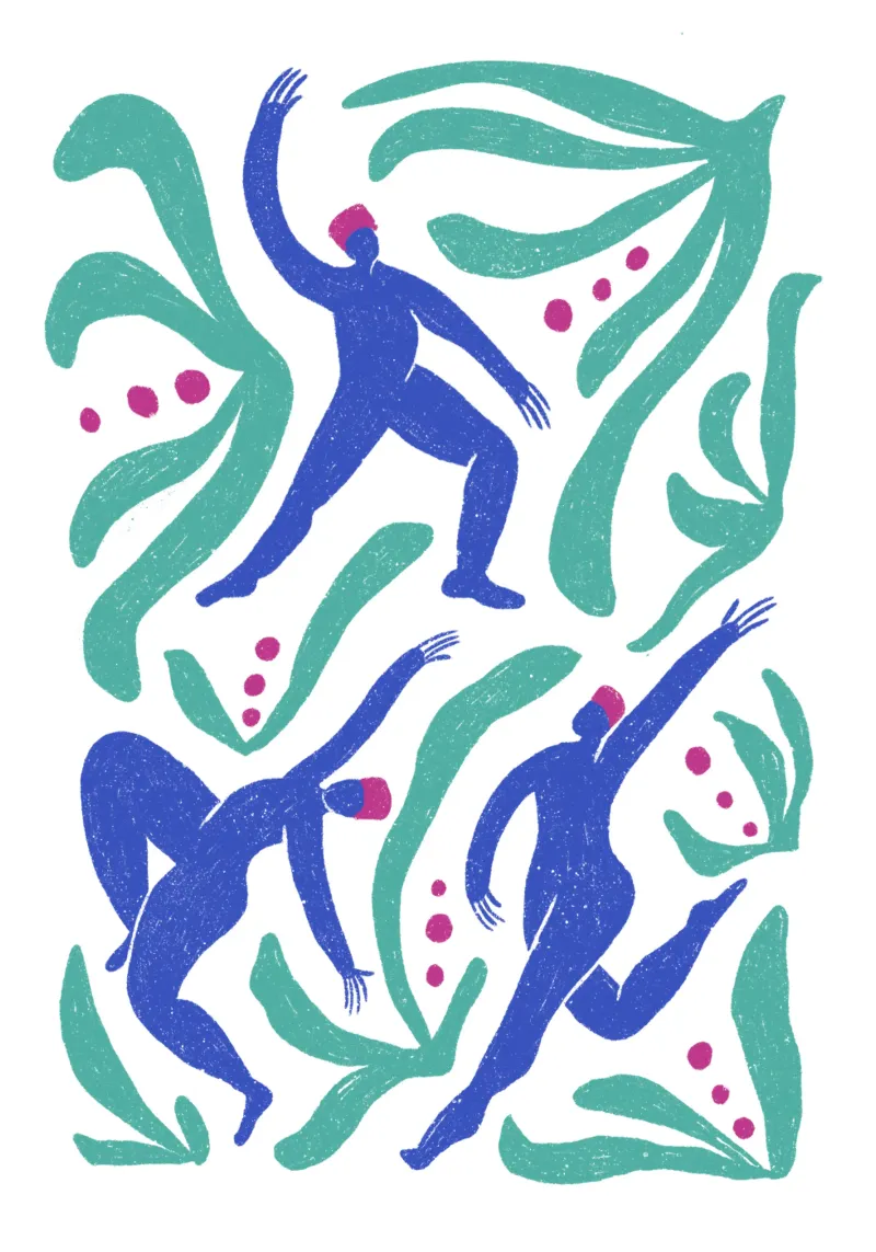 Dancing people Poster mit Holzrahmen von Studio Fiamma