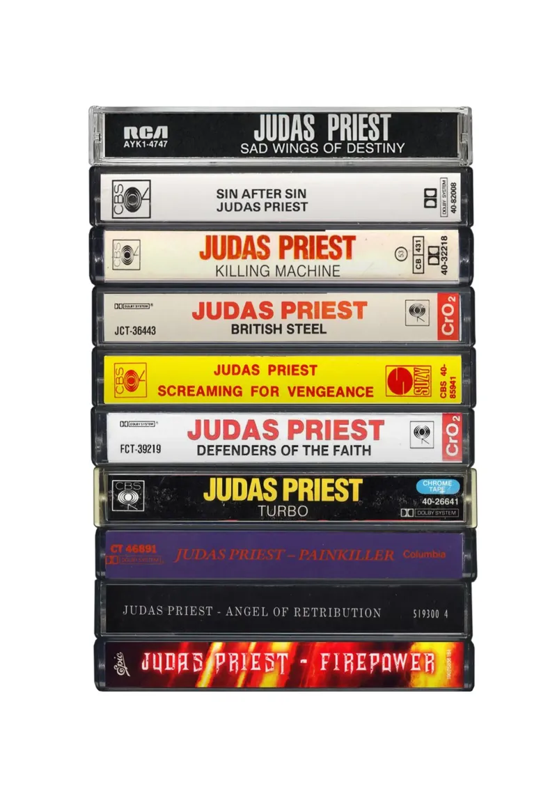 Judas Priest - Album raccolti - Stampa su cassetta poster con telaio in alluminio da MrMustardPrints