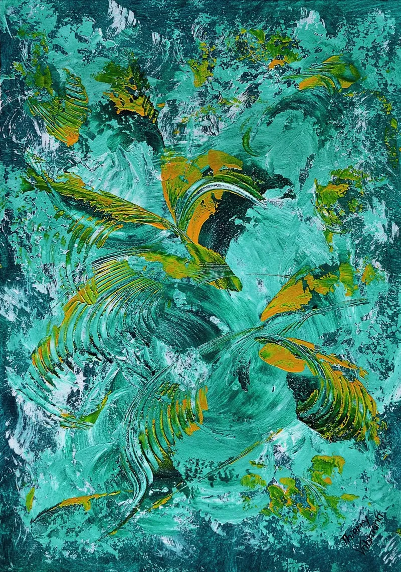 IDEAL GIFT 51 poster con telaio in legno da Thierry Vobmann Abstract painting