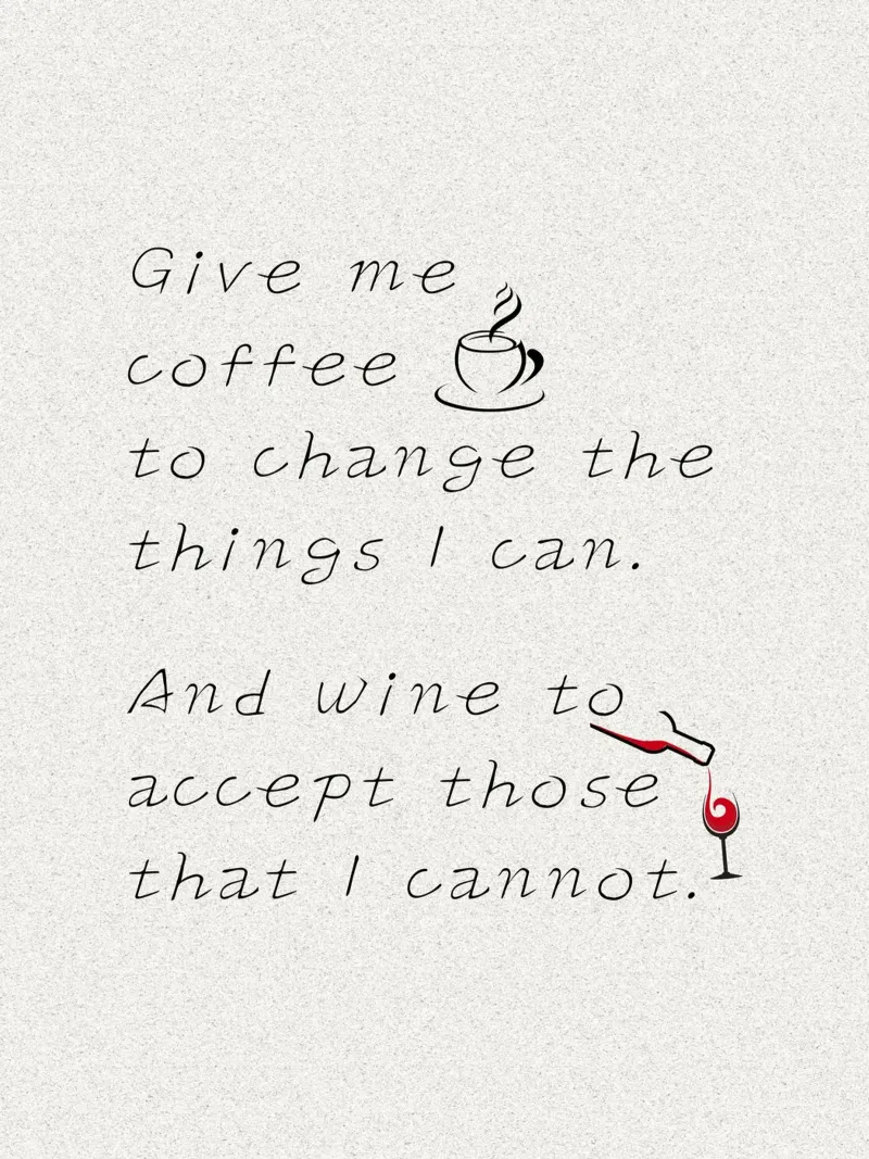 Datemi caffè e vino! poster con telaio in alluminio da ArtDesign by KBK