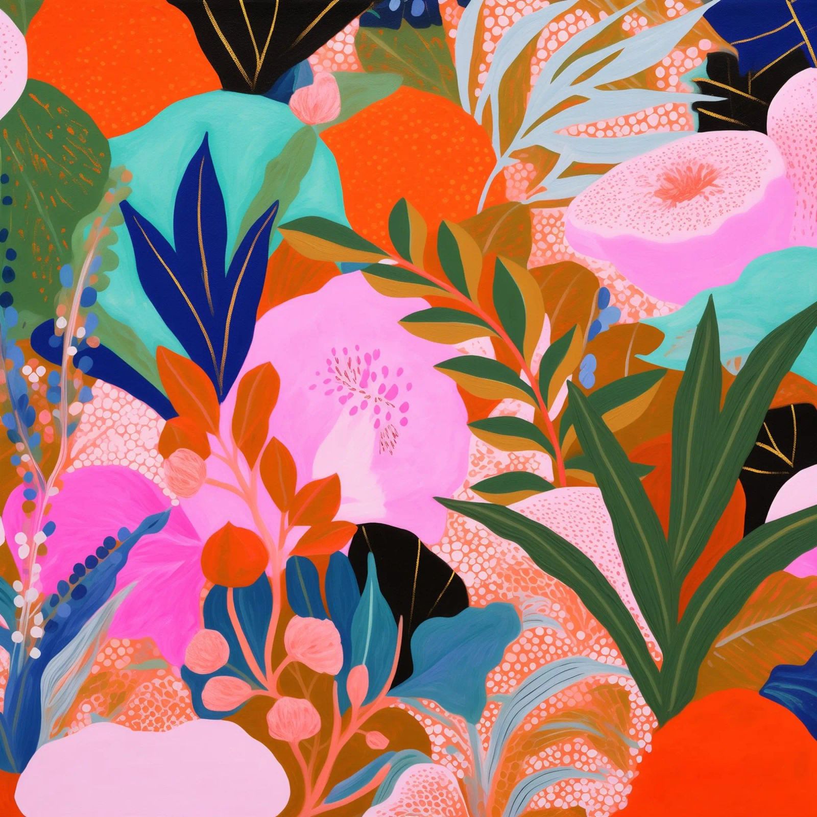 Bloemen Harmonie Schilderen acryl van Carinaprint