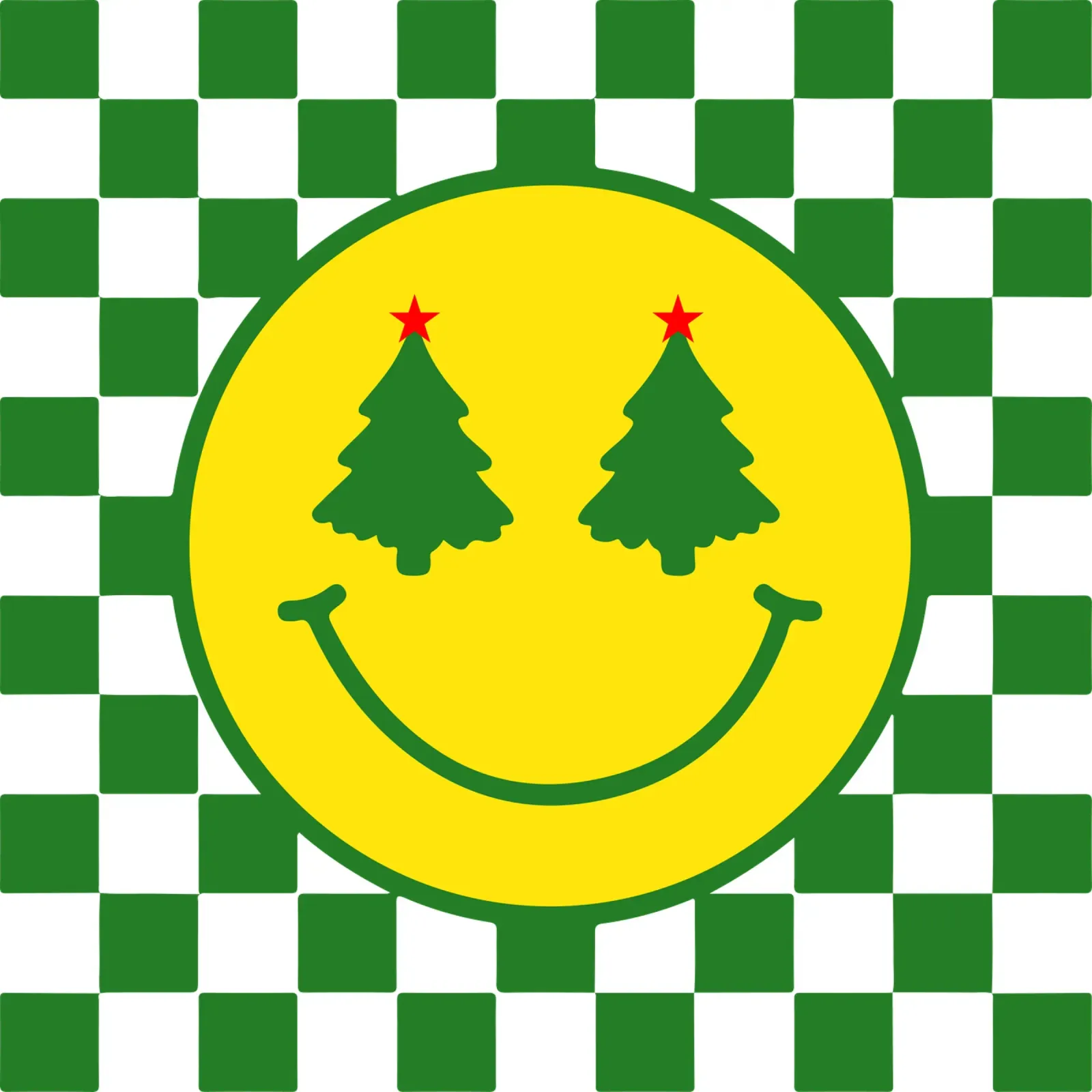 Funny Icon Christmas trees happy face smile icon canvas with Floater frame by onefeelshop