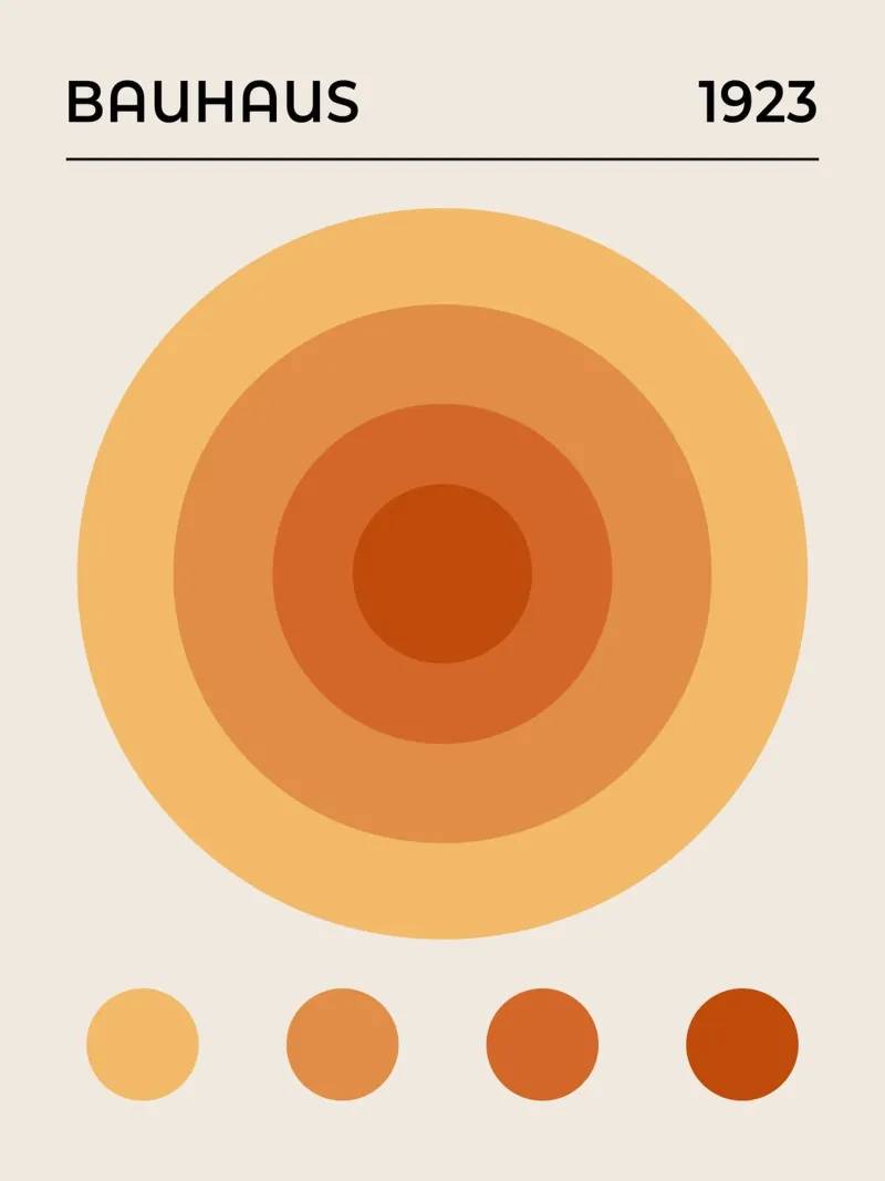 Mostra Bauhaus Cerchi arancioni 1923 poster da Paigaam Studio