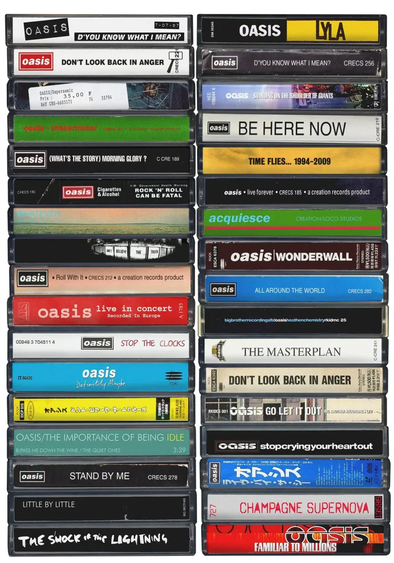 Oasis - Collected Albums & Singles - Cassette Print metacrilato de MrMustardPrints