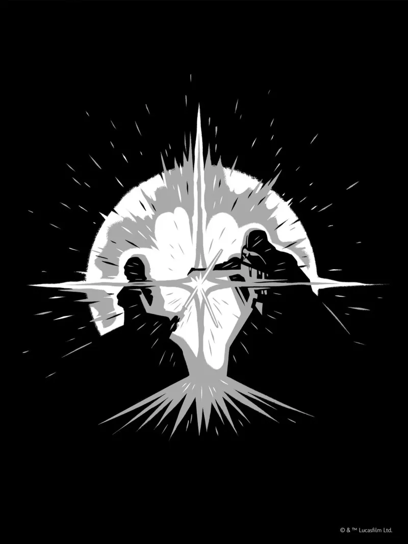 LIGHTSABER DUEL poster con telaio in alluminio da Star Wars