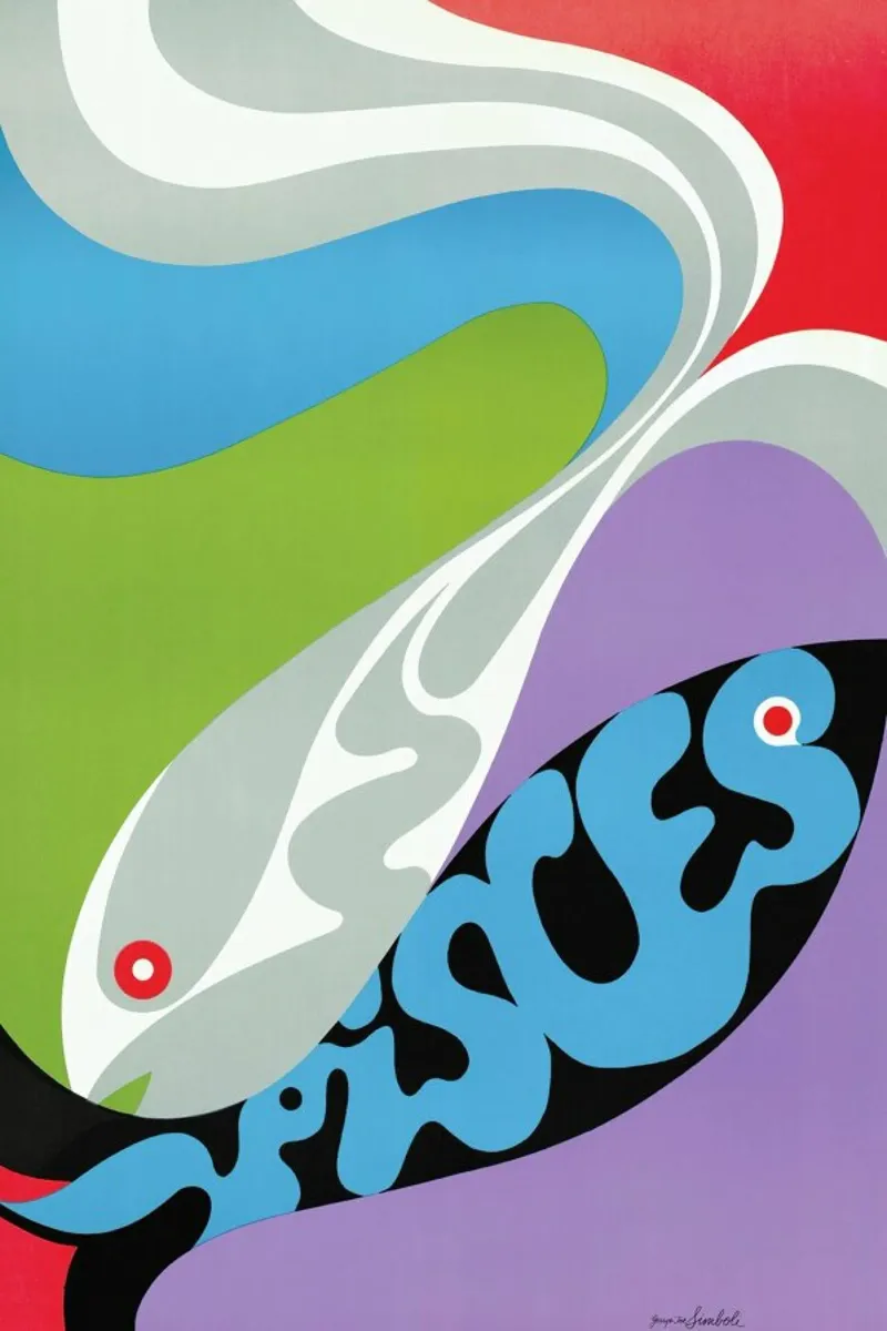 Pisces poster con telaio in legno da Simboli Design