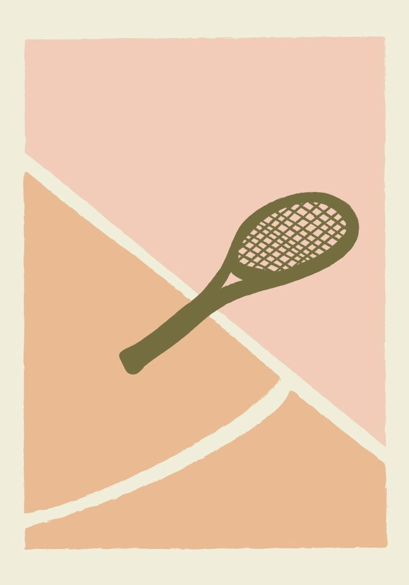 Boho Retro Sports 1 Tennis Racquet 2 poster by Boho Print Collection