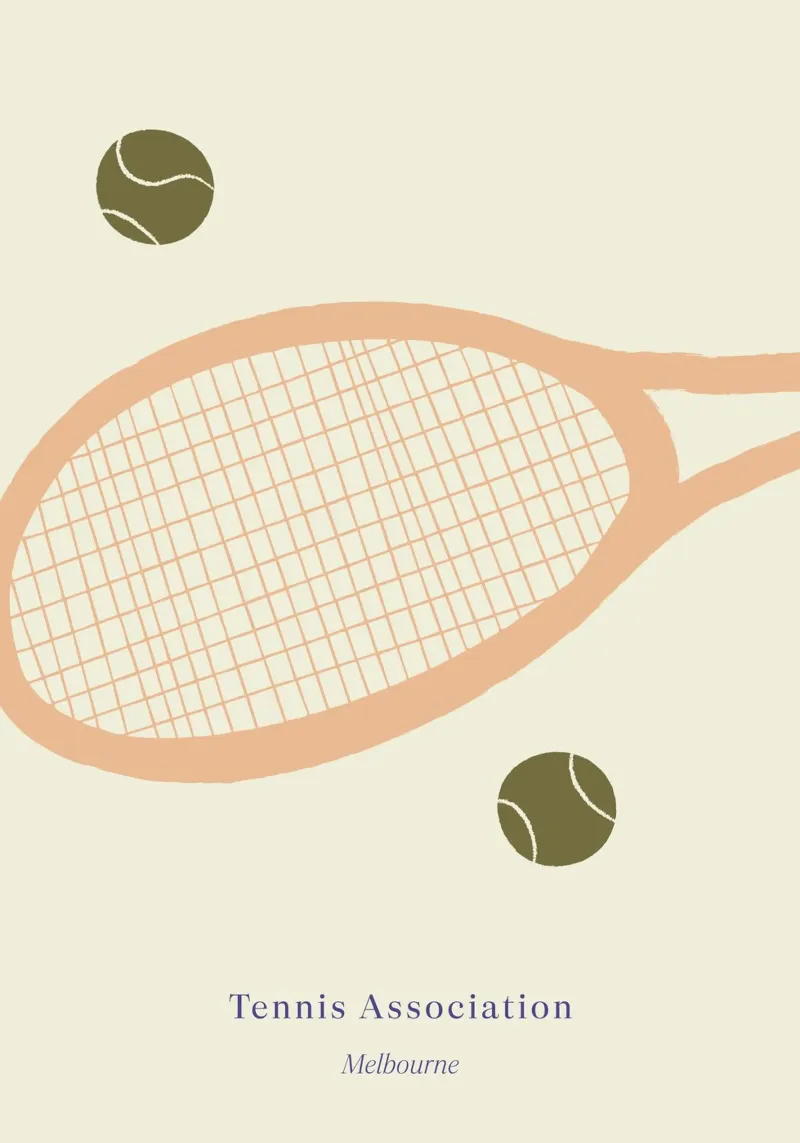 Boho Retro Sports 4 Tennis Field 3 poster da Boho Print Collection