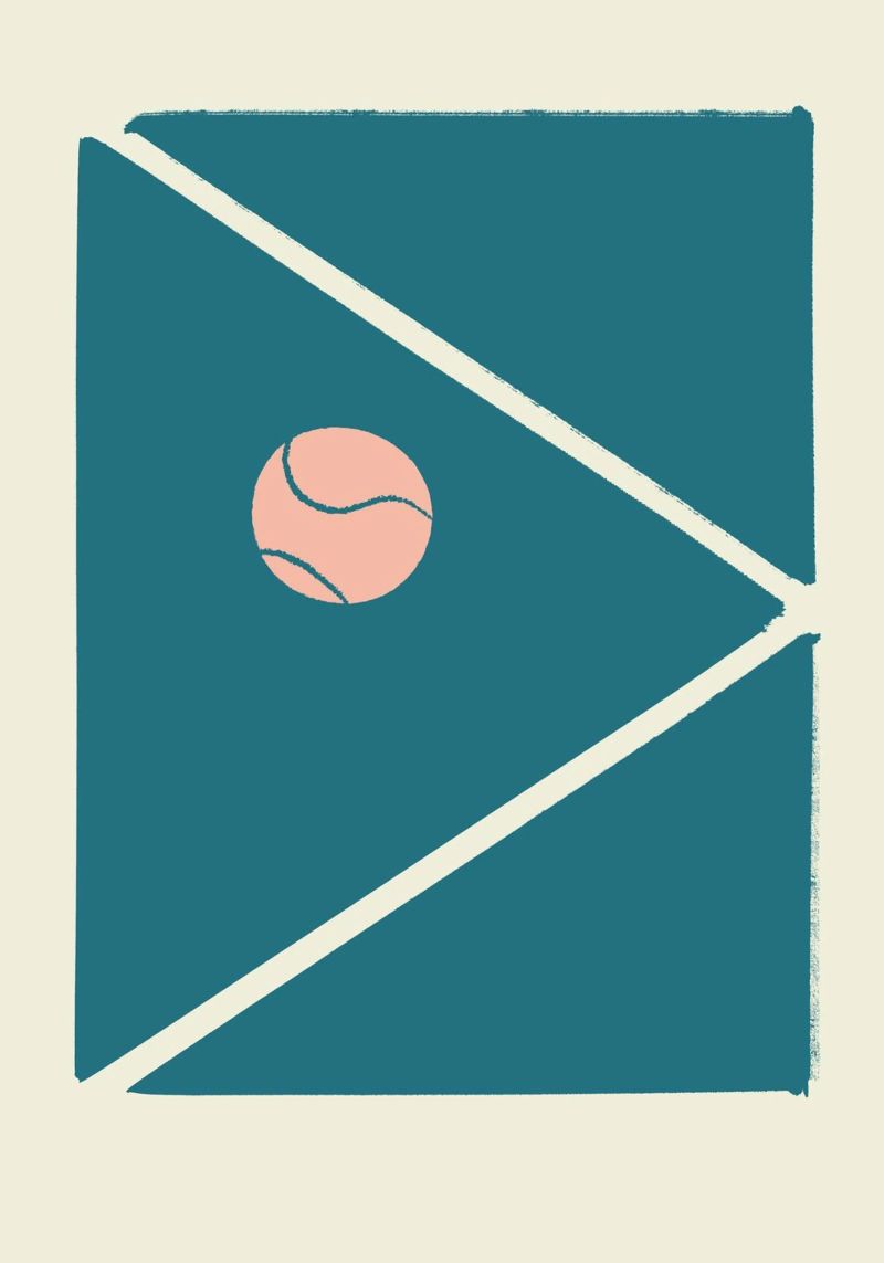 Boho Retro Sports 4 Tennis Field 4 poster by Boho Print Collection