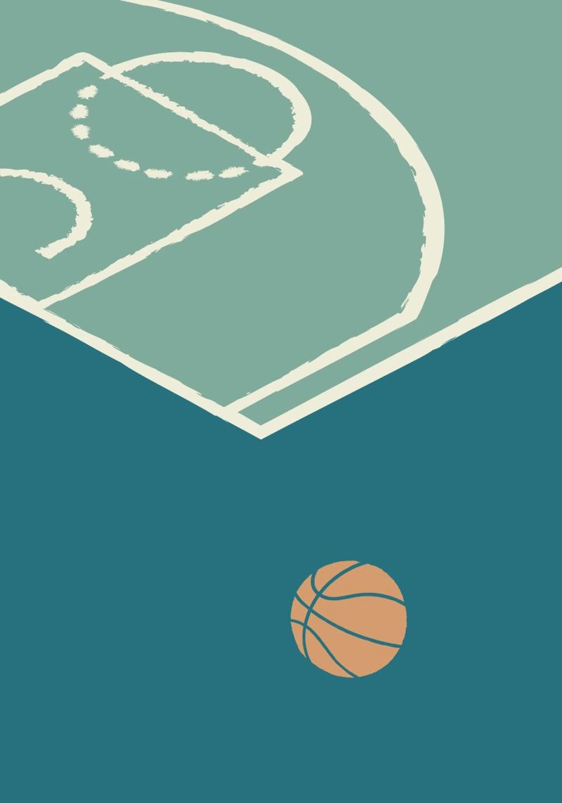Boho Retro Sports 5 Basketball Court 1 poster de Boho Print Collection