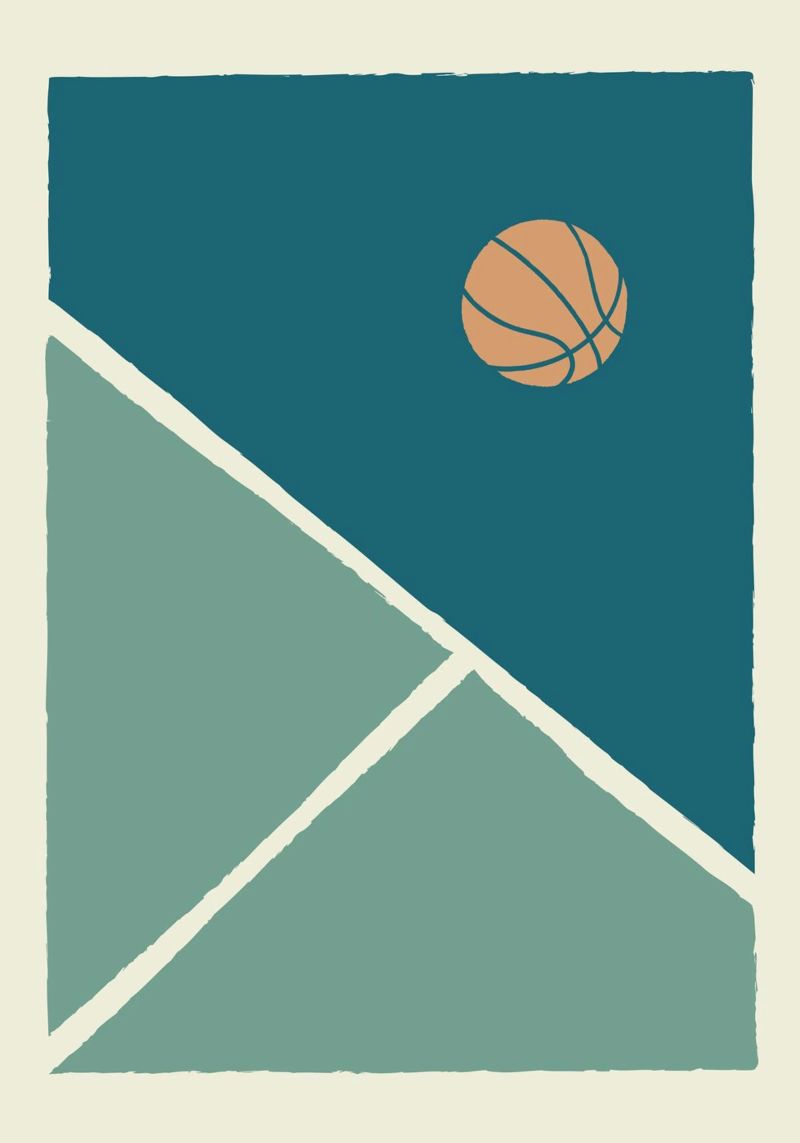 Boho Retro Sports 5 Basketball Court 2 poster de Boho Print Collection