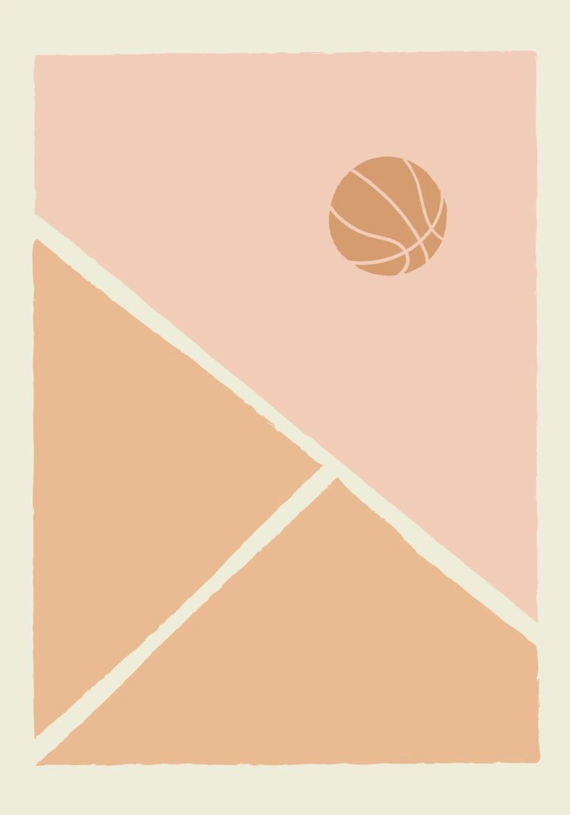 Boho Retro Sports 5 Basketball Court 4 poster de Boho Print Collection