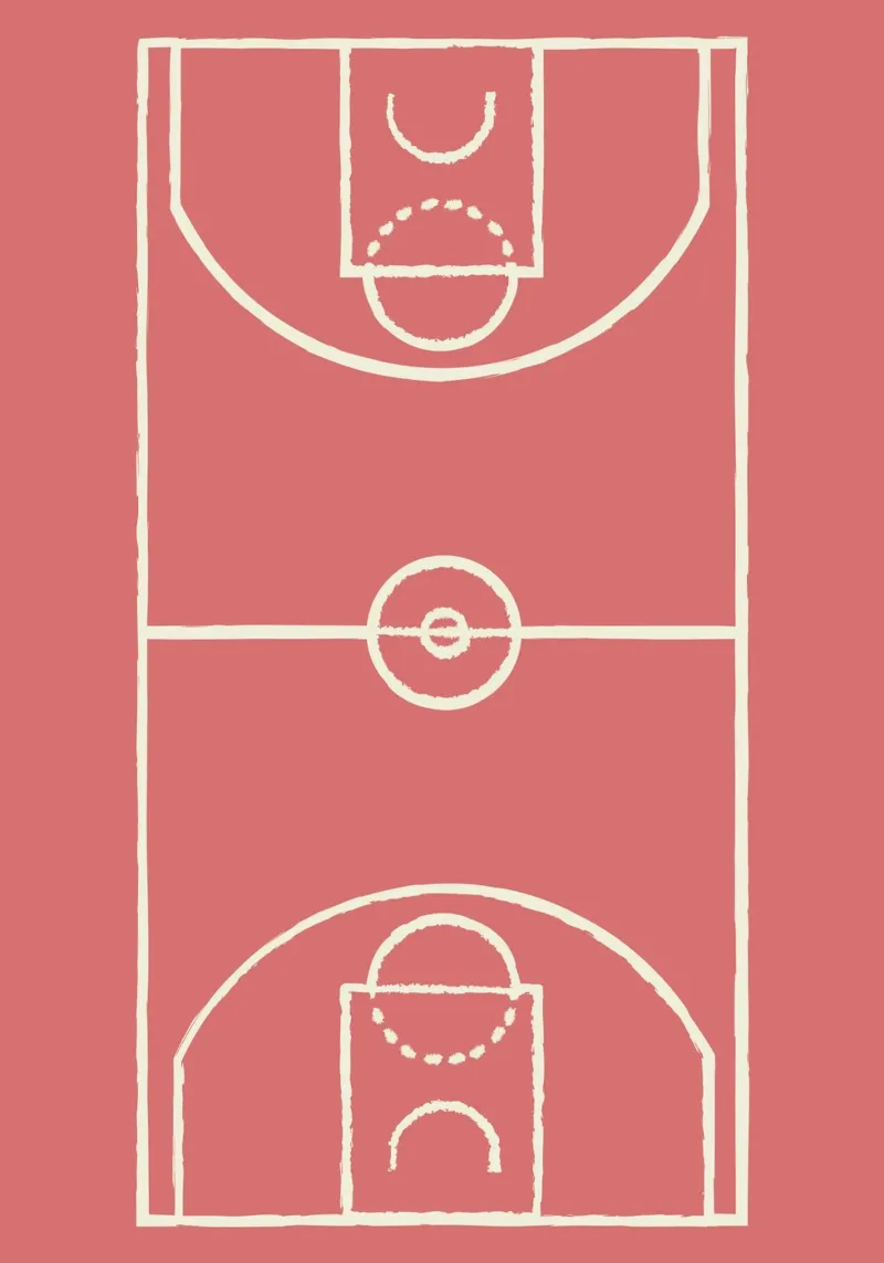 Boho Retro Sports 7 Basketball Zone 1 alluminio dibond da Boho Print Collection