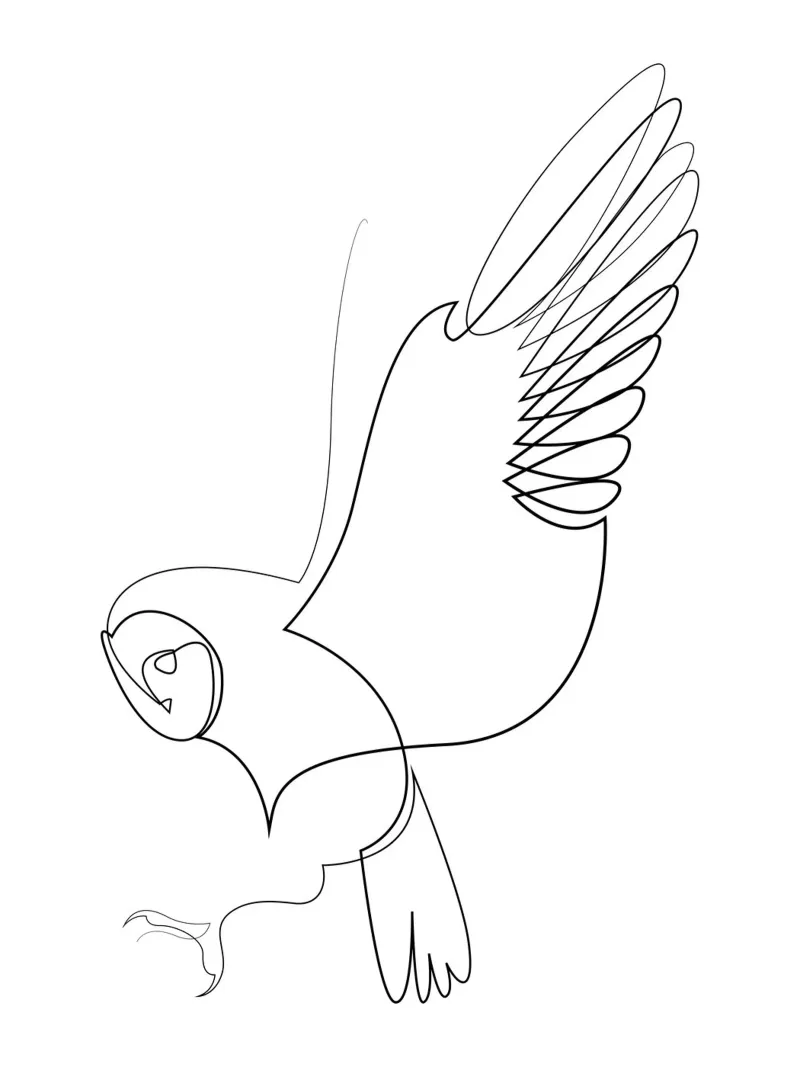 Obscure hunt - one line owl pellicola backlit da Addillum