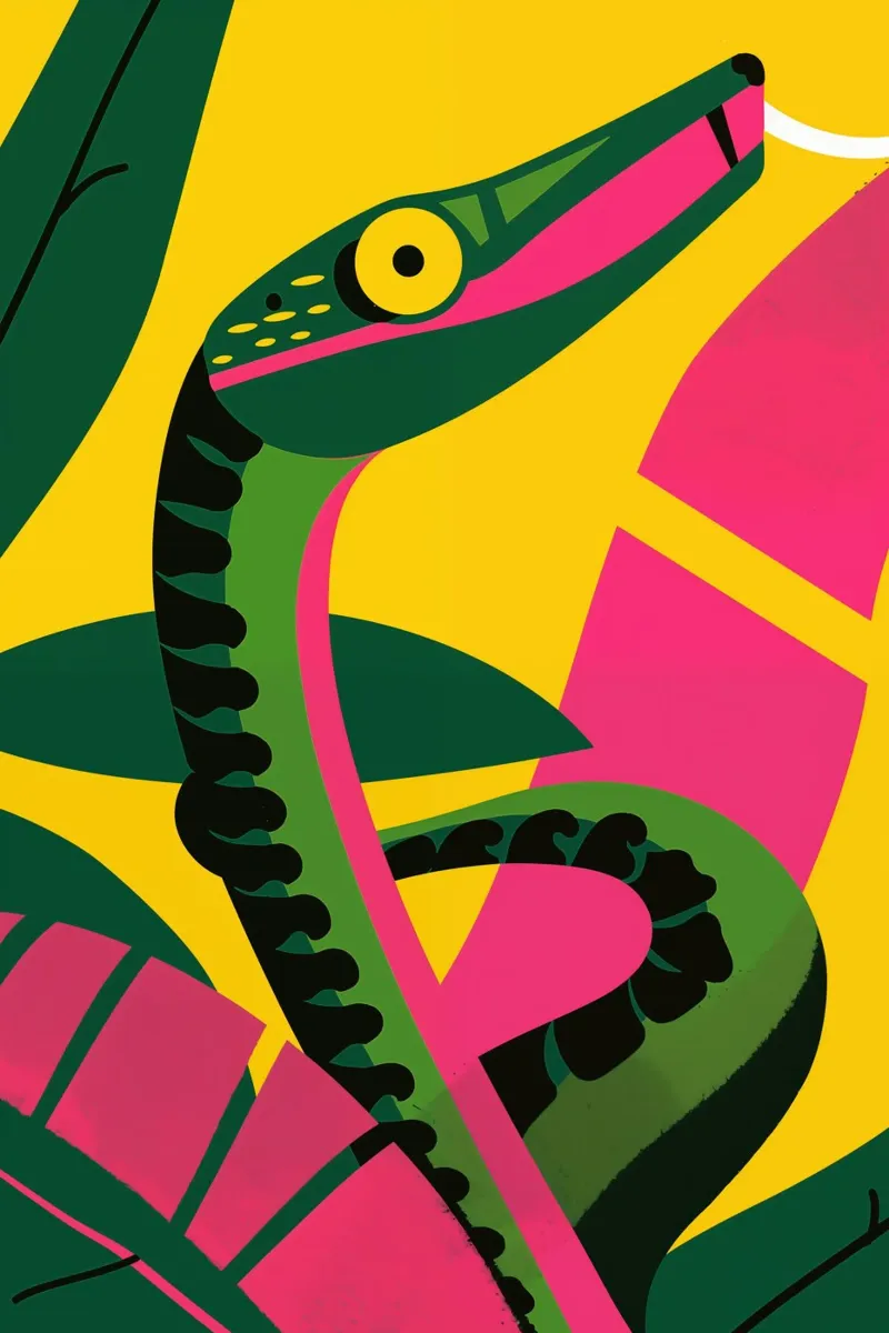 Abstract jungle snake with a bite hahnemühle by Autofocus