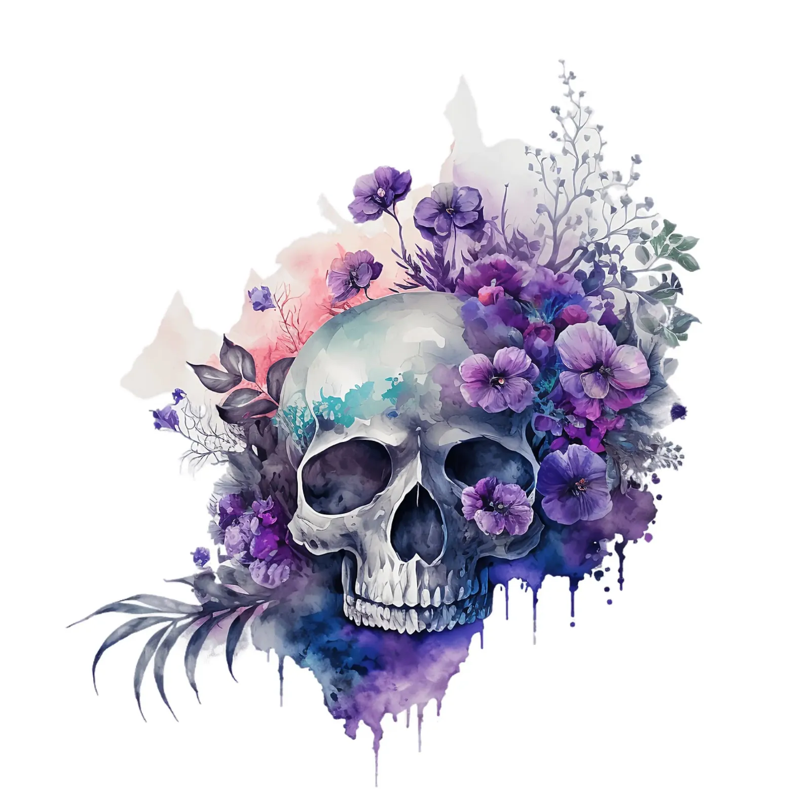 Cranio colorato con fiori alluminio dibond da Yaso Design & Art