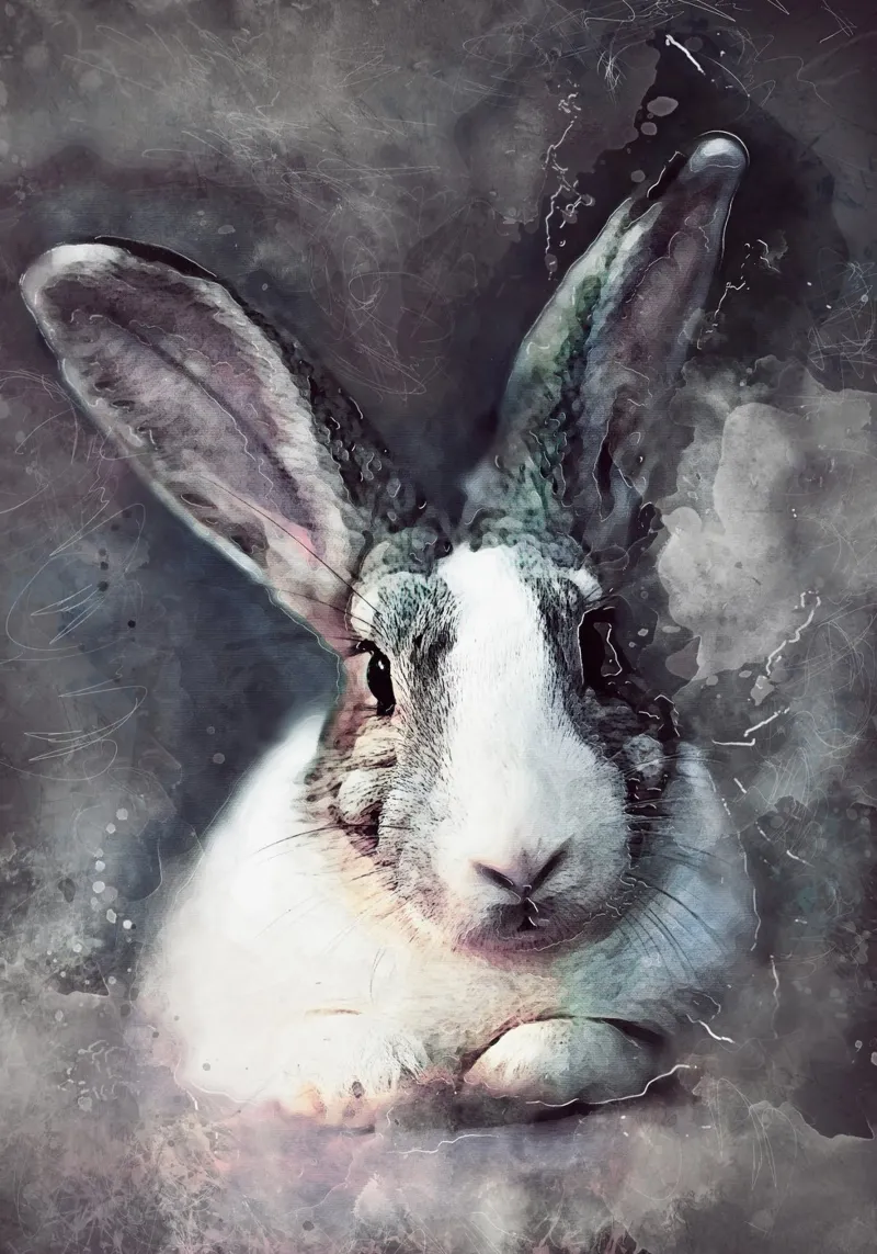 Coniglio animale acquerellato poster con telaio in plastica da Justyna Jaszke JBJart