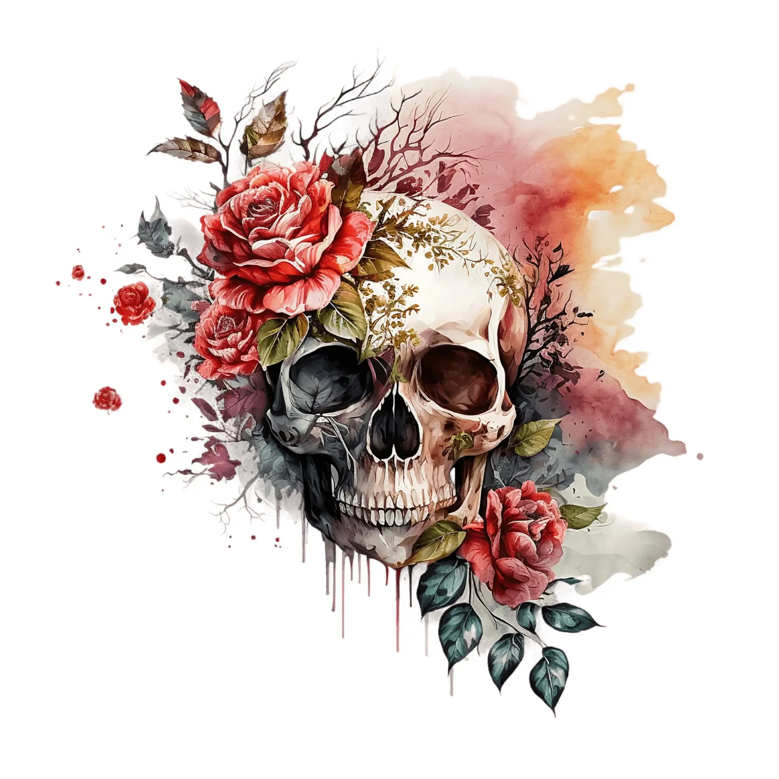 Cranio colorato con fiori alluminio dibond da Yaso Design & Art