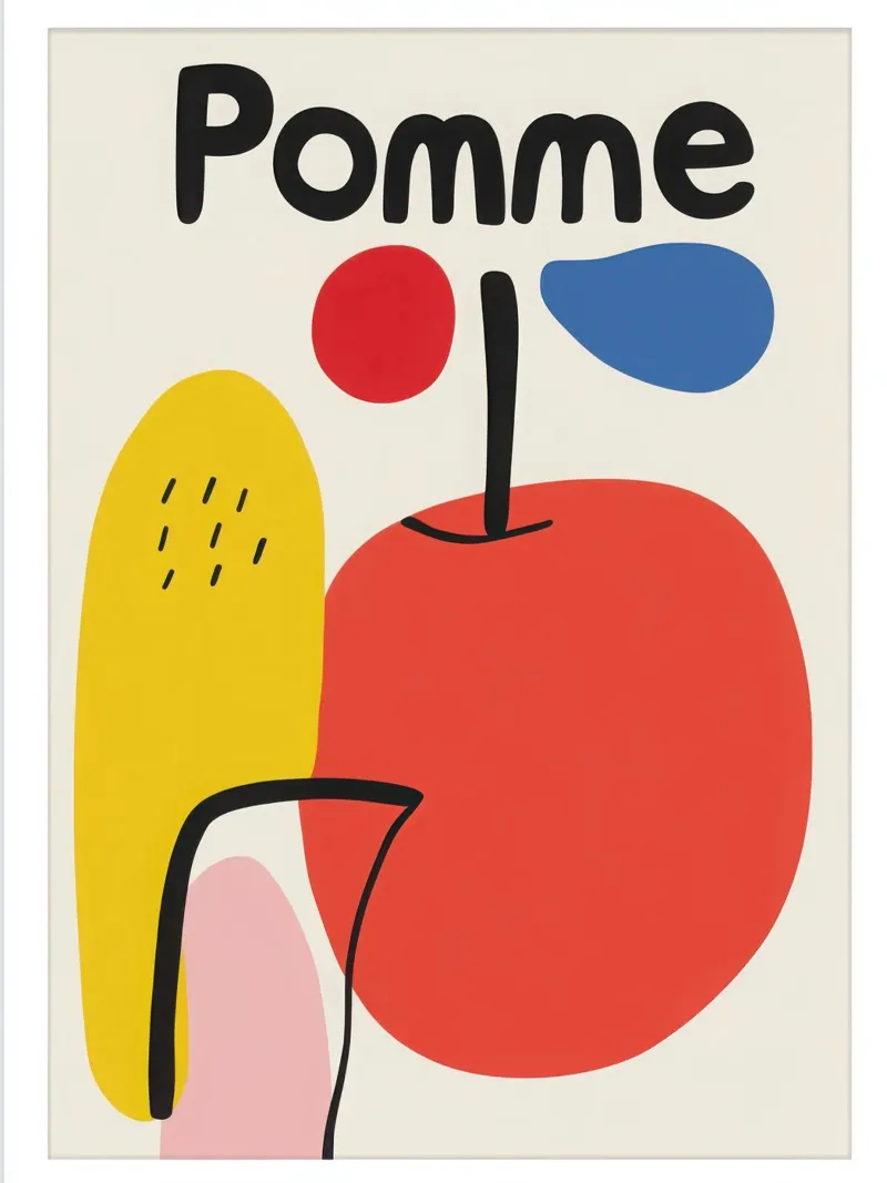 Apple Minimalist poster with plastic frame by Pop and Fruits - Affiches & posters