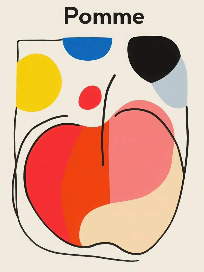 Abstract apple canvas with Floater frame by Pop and Fruits - Affiches & posters