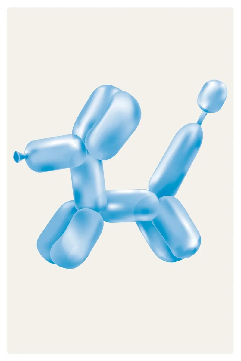 Cane palloncino blu poster con telaio in plastica da Malou-Studio