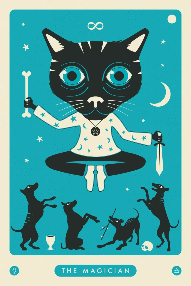 TAROT CARD CAT: THE MAGICIAN acrylic glass by Jazzberry Blue