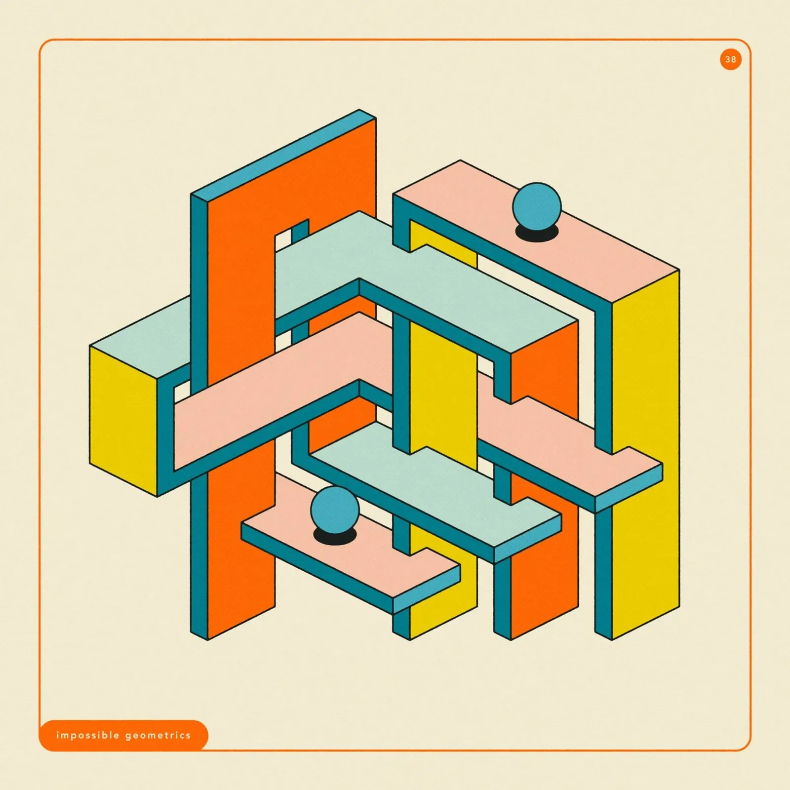 IMPOSSIBLE GEOMETRICS 38 canvas with Floater frame by Jazzberry Blue