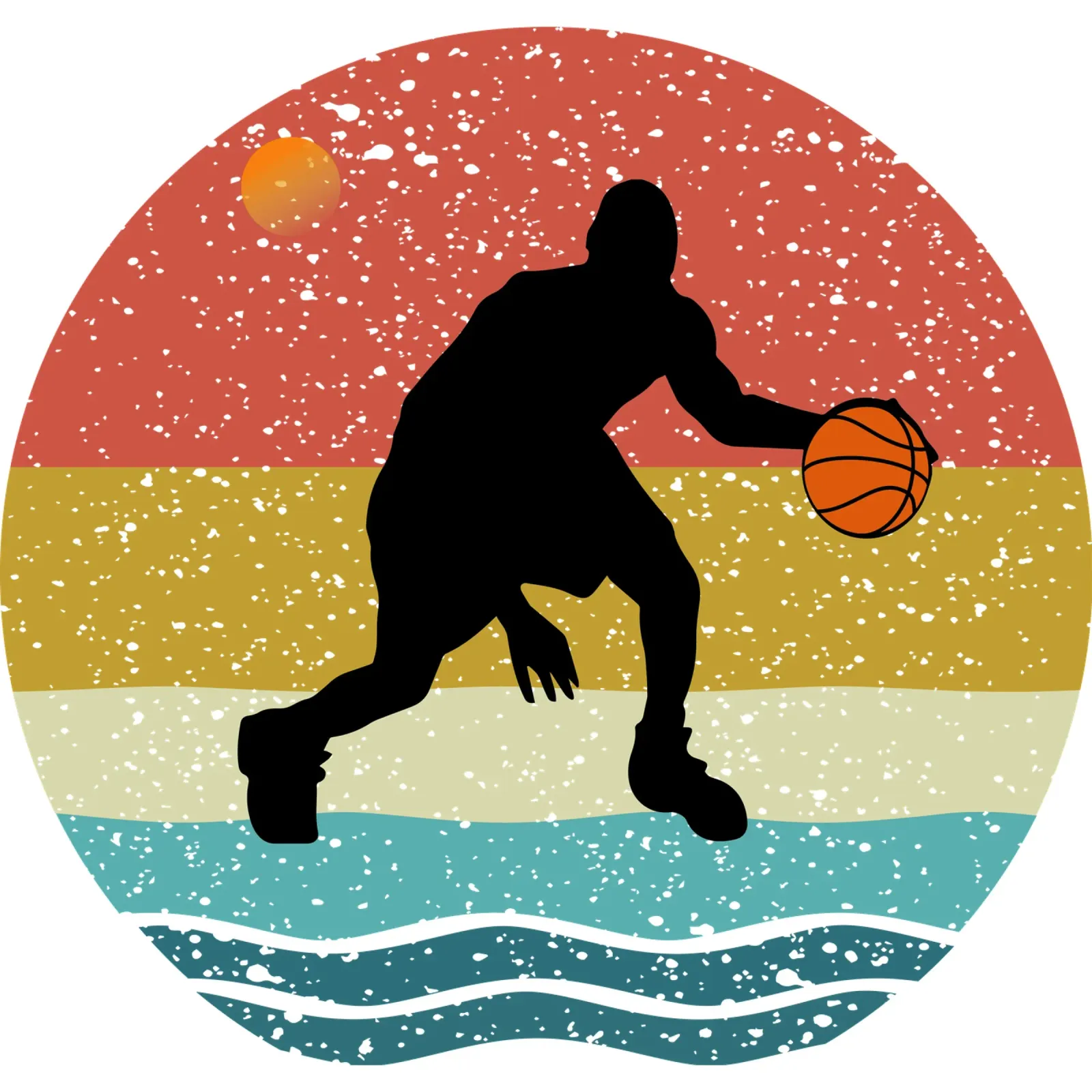 basketball Shilouette Retro Design canvas by rivariahill