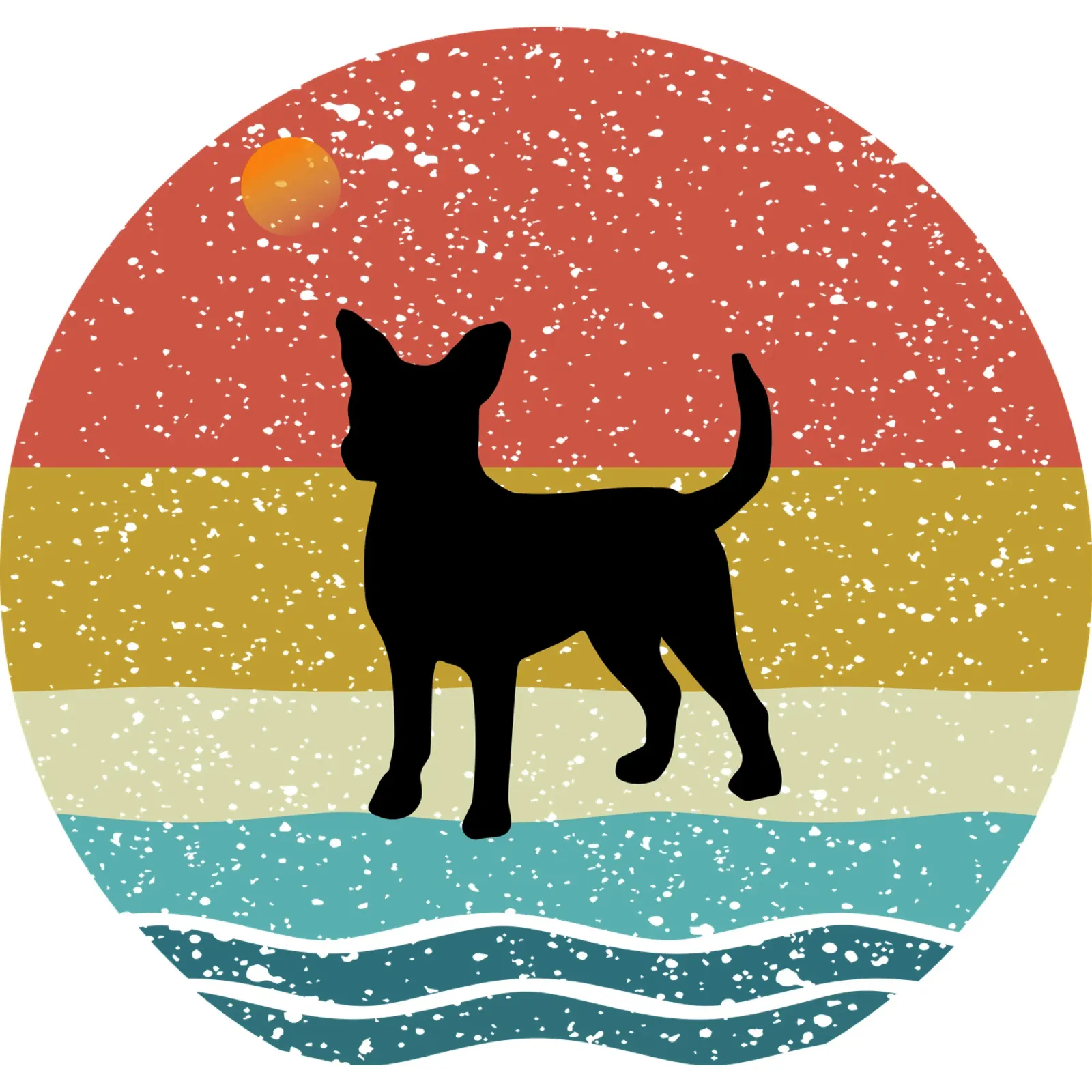 Chihuahua Shilouette Design retrò alluminio dibond da rivariahill