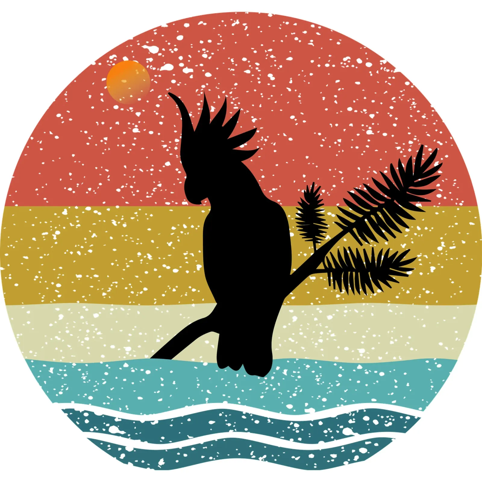 Cockato Parrot Shilouette retro design alluminio dibond da rivariahill
