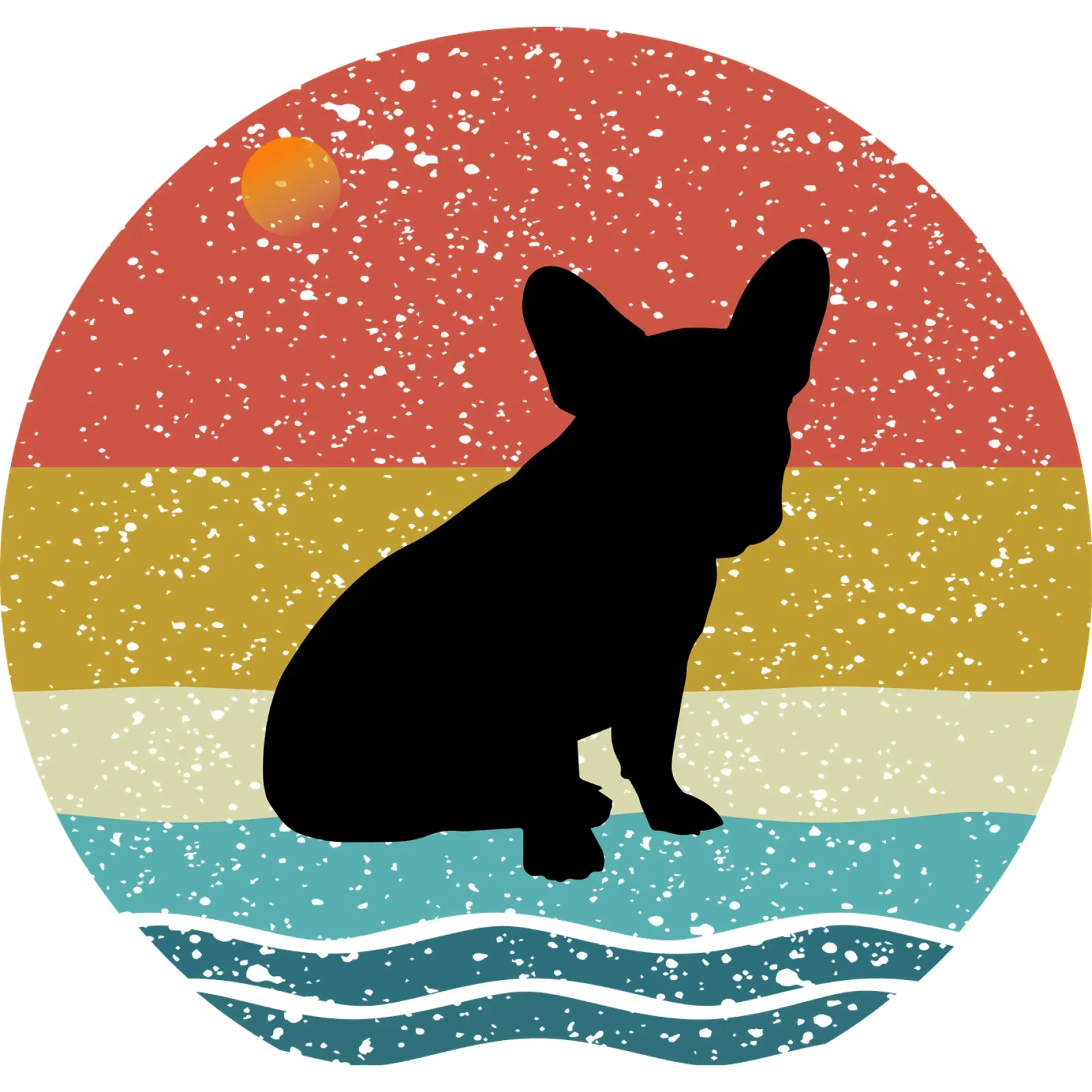 Bulldog francese Shilouette Design retrò carta hahnemühle da rivariahill