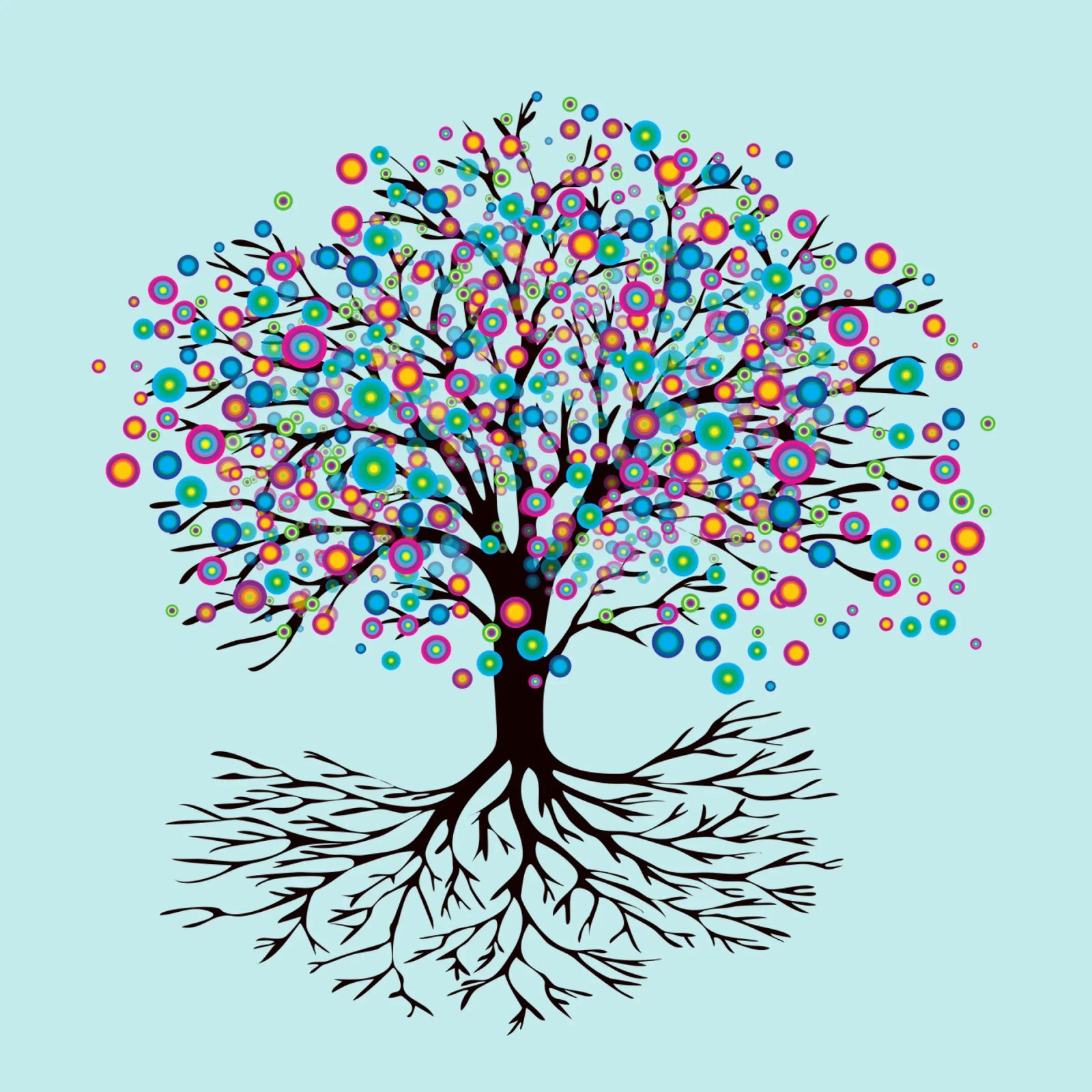 Arbre de vie ou yggdrasil fleurs arc-en-ciel poster de BwiseLizzy