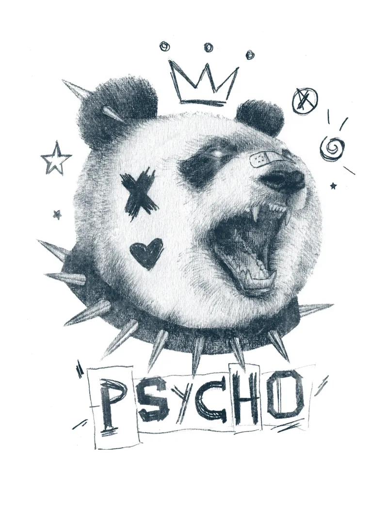 Psycho Bear - Wild and Unhinged poster con telaio in plastica da mikekoubou