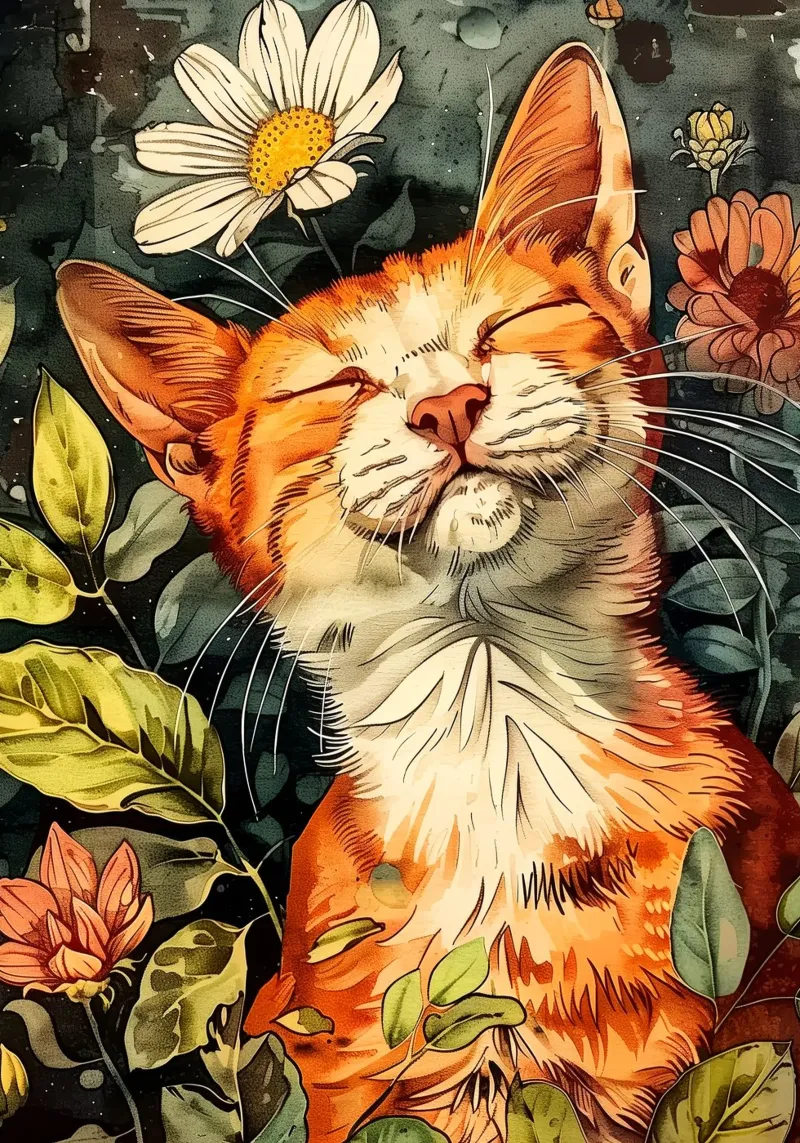 Ingwer Katze Tier Kunst Hahnemühle von Justyna Jaszke JBJart