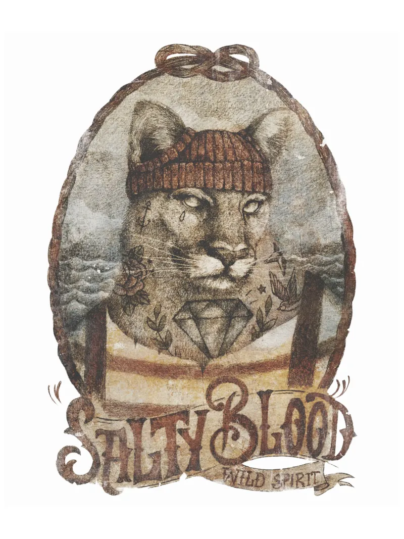 Zout bloed - Wilde geest canvas met Baklijst van mikekoubou