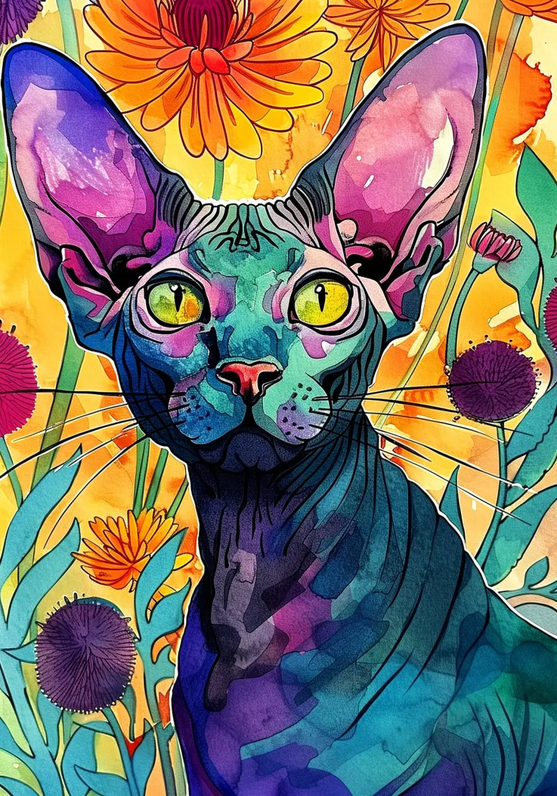 Colori del gatto Sphynx art pellicola backlit da Justyna Jaszke JBJart