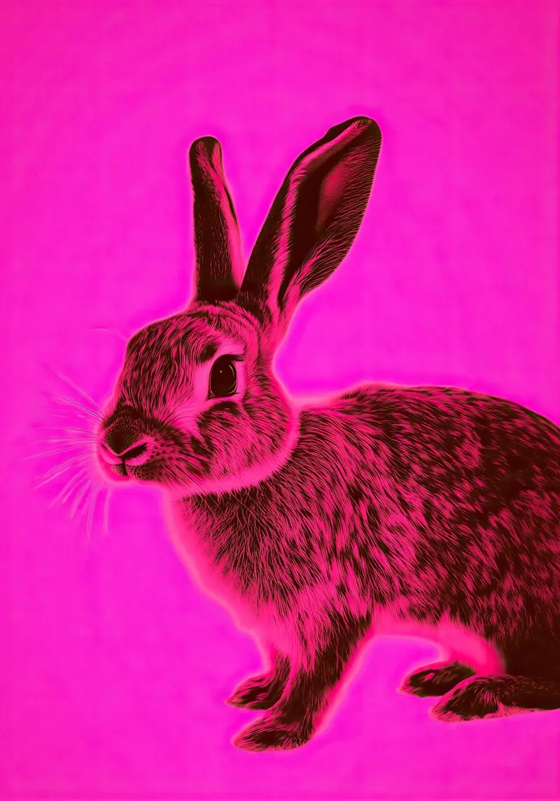 Un conejo que saluda a la mañana poster con marco de madera de Nikis Art Studio