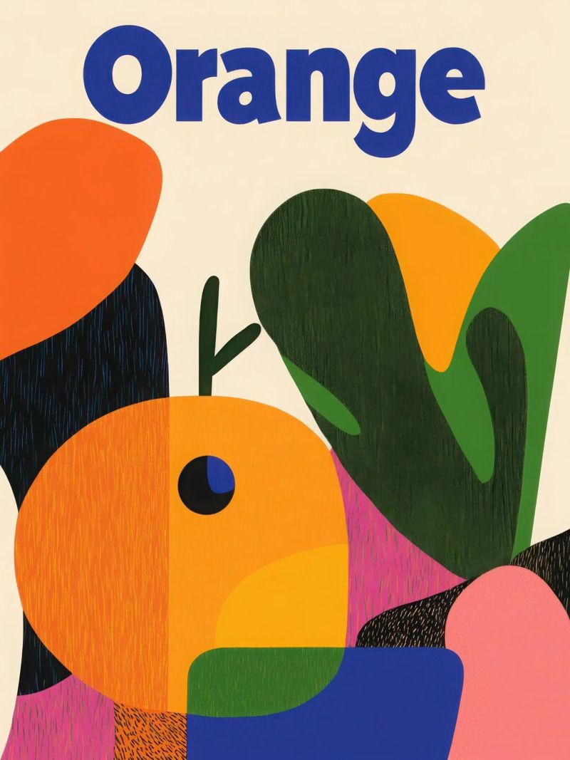Graphic Orange Poster von Pop and Fruits - Affiches & posters